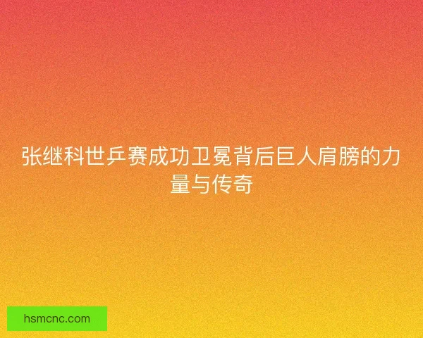 张继科世乒赛成功卫冕背后巨人肩膀的力量与传奇
